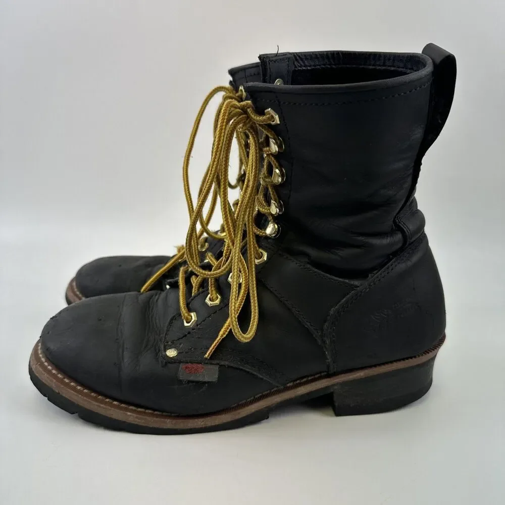 Field and Stream Black Leather Combat Boots Lace Up 1161 Mens 10 EE‎ Extra Wide